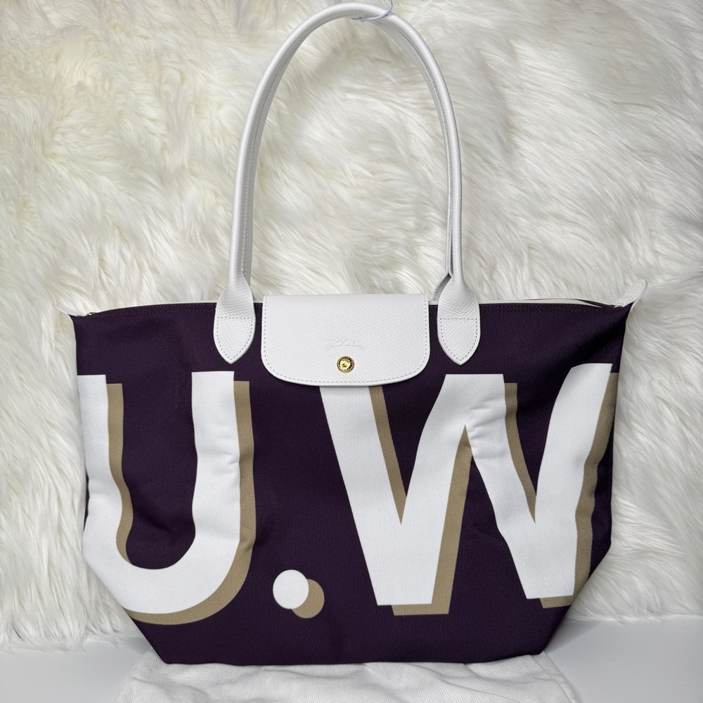 Longchamp Personalized Large Long Handle Tote - University of Washington U.W